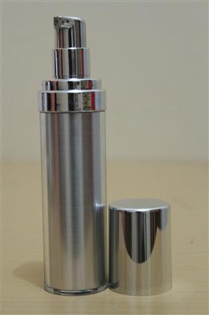 Botol Pump Impor 35 ML Silver | AIRLESS BOTTLE Tutup Terbuka