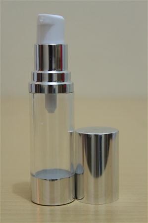 Botol Pump Impor 15 ML Tutup Silver Body Bening  | AIRLESS BOTTLE Tutup Terbuka